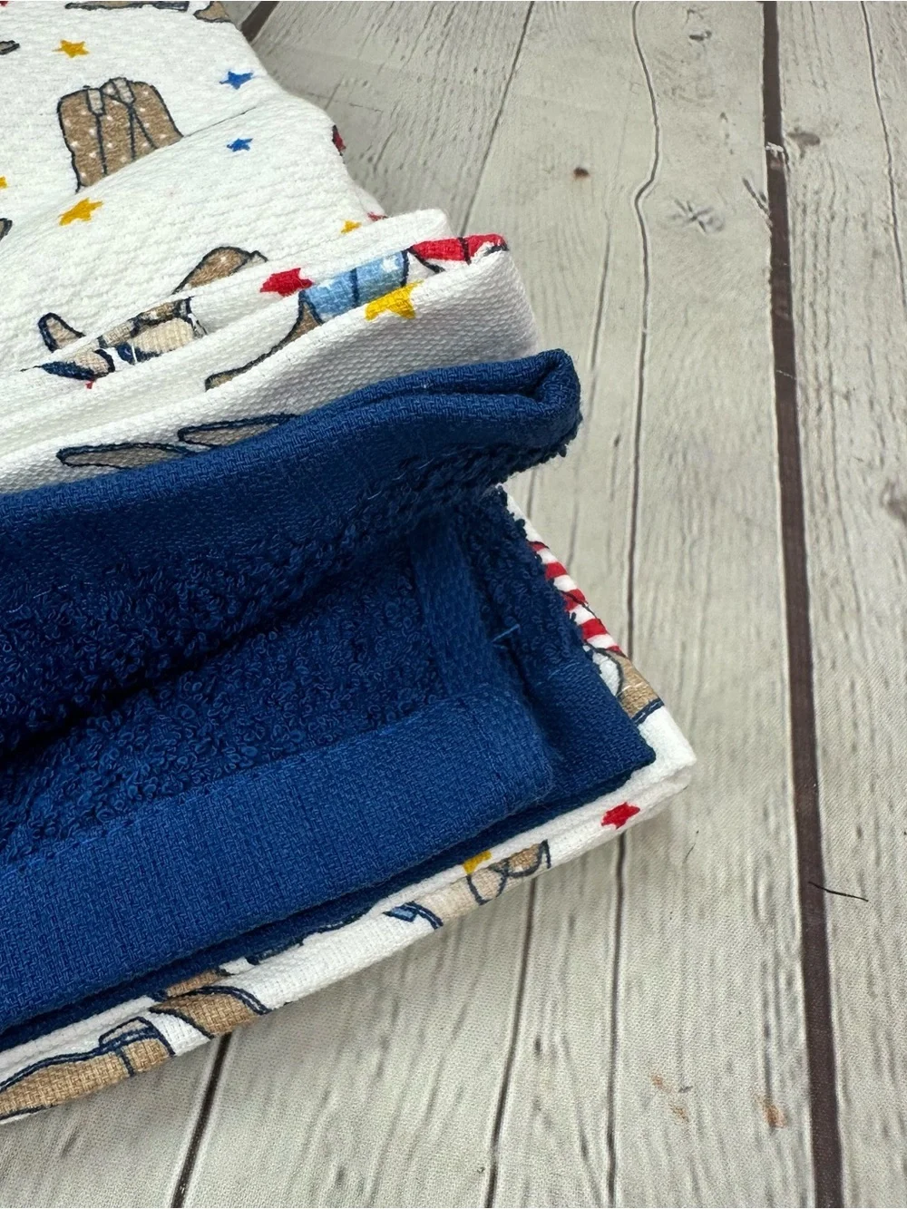 color drift Patriotic Cowboy Boot Kitchen Towels 3pc western summer 4th of july